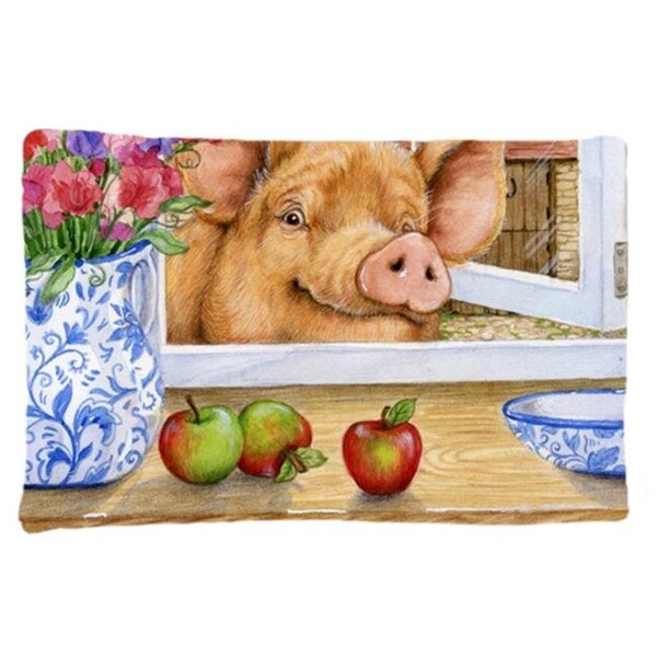 Carolines Treasures Carolines Treasures CDCO0352PILLOWCASE Pig Trying to Reach the Apple in the Window Fabric Standard Pillowcase CDCO0352PILLOWCASE - main